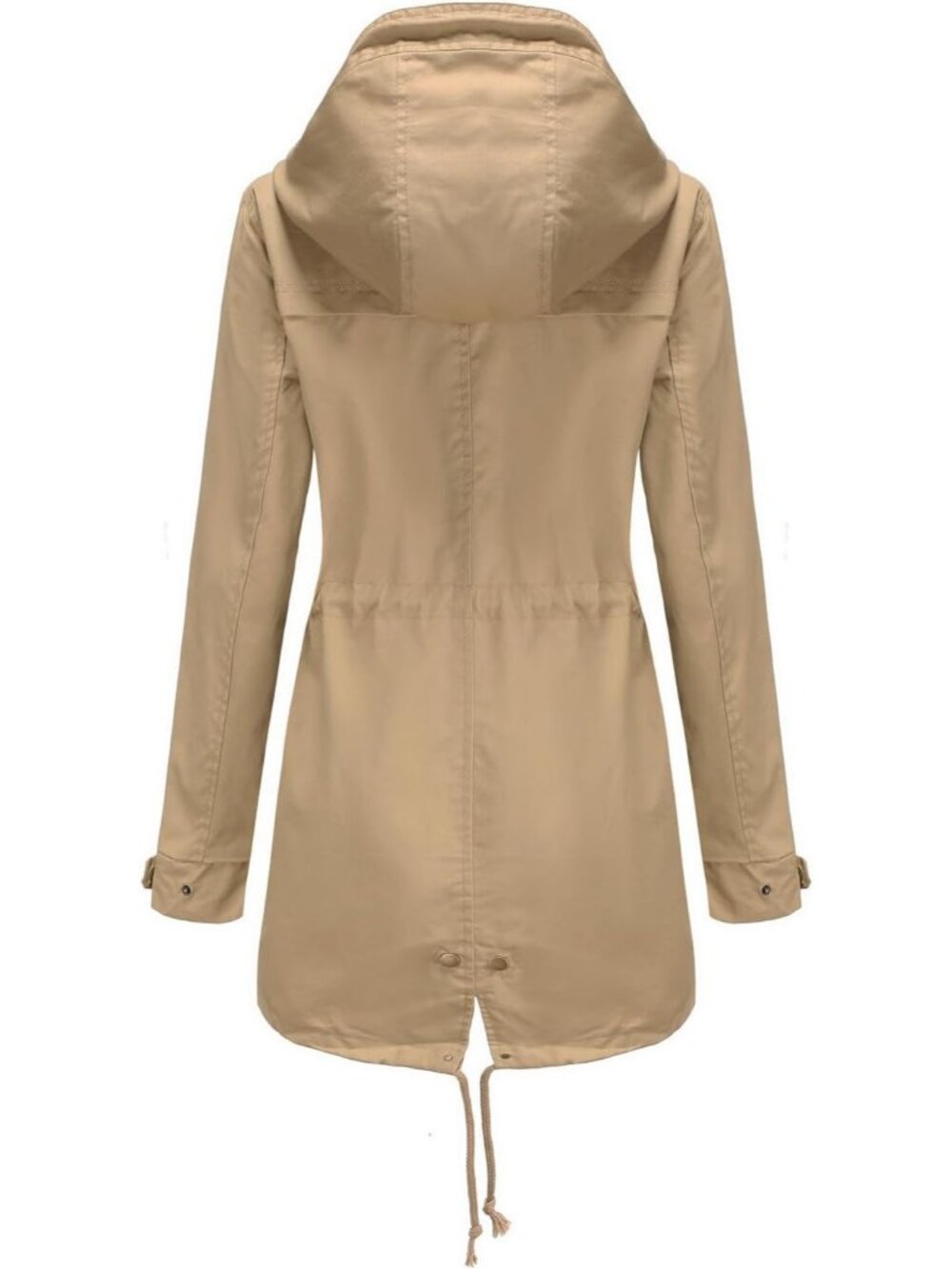 Women's Khaki Lightweight Jackets Anorak Utility Drawstring Waist Hoodie Zip Up - Picture 5 of 6